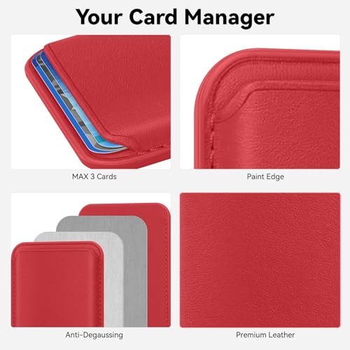 image for Amzone Stronger Magnetic RFID Leather Mag-Safe Card Holder for iPhone 