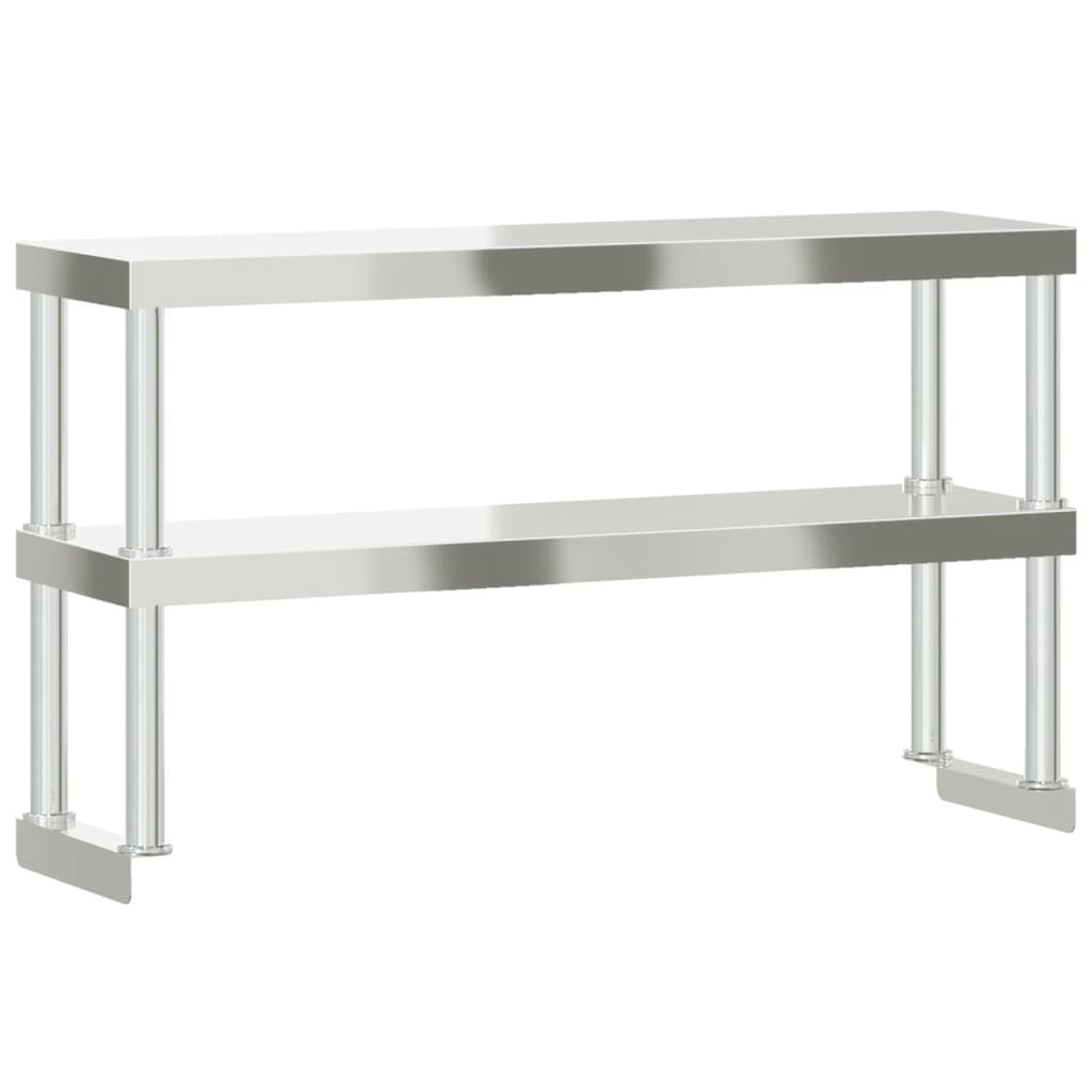 vidaXL Étagère de Table de Travail à 2 Niveaux 110x30x65 cm INOX
