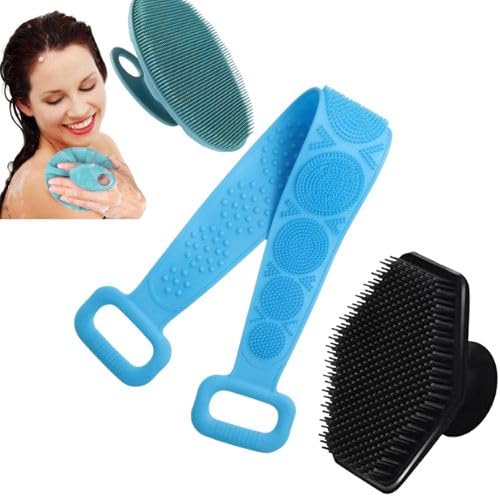 Image of Snika Silicon Brush Combo (belt-body scrubber-hexa face scrubber Free hook)