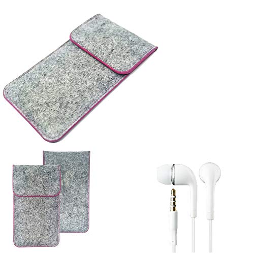 K-S-Trade Etui De Protection en Feutre Compatible + écouteurs Compatible avec Samsung Galaxy J2 Core 2020 Couverture De Protection Housse Coque RIS Clair, Bordure Rose