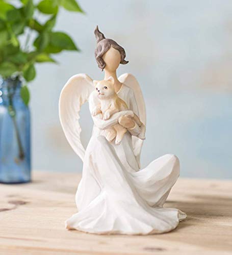 Wind & Weather Seated Angel With Cat Indoor/Outdoor Holiday Sculpture #TOP1
