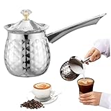 Materiales de calidad: nuestra cafetera en árabe está hecha de acero inoxidable de grado alimenticio, que es seguro para el contacto con los alimentos;.El proceso de cepillado interno hace que sea fácil de preparar y limpiar;.Utiliza un fondo anti-slip en espesas para la colocación estable.