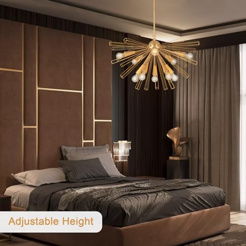 Tinhon Modern 10-Light Sputnik Chandelier, Starburst Light Fixture For Living Room thumb #8