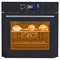 GarveeTech Single Wall Oven, 24 in Electric, 2.5Cu.Ft, 3000W, Air Frying, 8 Baking Modes, Steam & Grill, Large View Window, Colorful LED Screen, Black