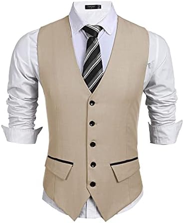 COOFANDY Men's Formal Waistcoat Slim Fit Business Dress Vest 5 Button Suit Vest