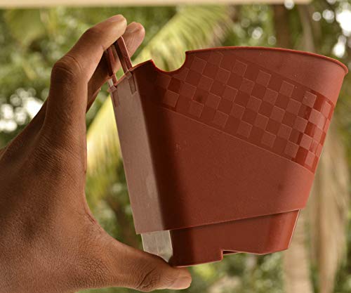 Image of Vertical Plastic Garden and Planter Wall Hanging Pots (Brown, 18 Pieces)