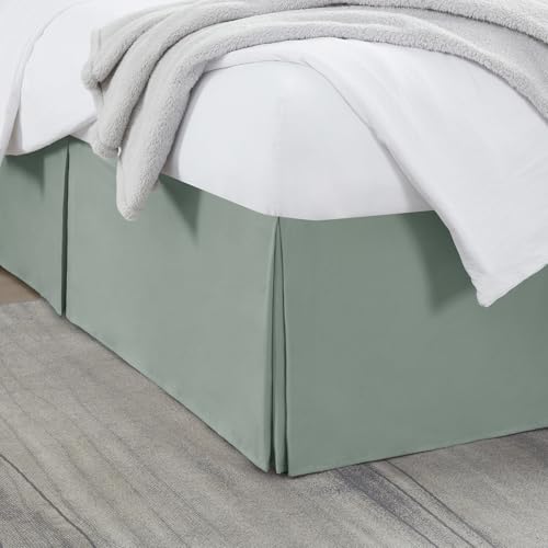Image of Nestl Sage Green Twin Bed Skirt - Twin Size Bed Skirt 14 Inch Drop - Brushed Microfiber Bed Skirts - Hotel Quality Pleated Bed Skirt - Shrinkage & Fade Resistant