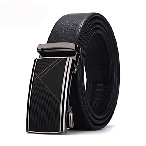 JSEIAJB Men's Automatic Buckle Belt Men's Genuine Leather Business Belt Pants Belt Men's(115cm)