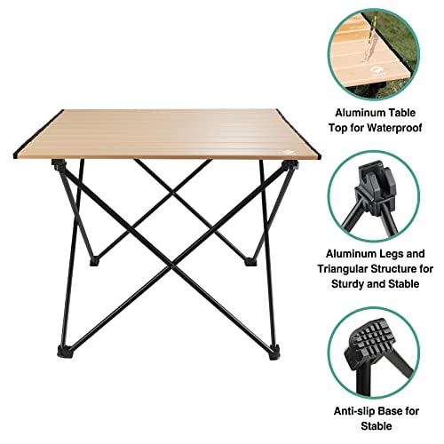 image for VILLEY Portable Camping Side Table, Ultralight Aluminum Folding Beach 
