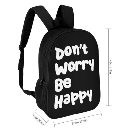 Don't Worry Be Happy 17 Inch Backpack Classic Travel Daypack with Adjustable Shoulder Straps for Men Women2