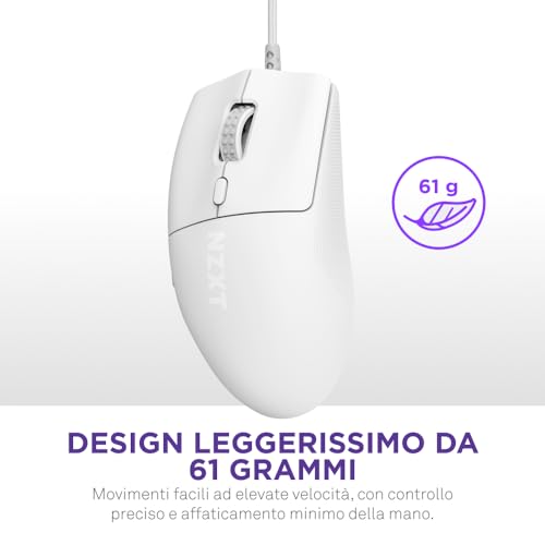Lift 2 Ergo | Mouse gaming con cavo leggero ed ergonomico | Design leggero 61 g | Polling rate 8K | Switch ottici | Sensore ottico 26K DPI | Piedini 100% PTFE | Bianco - Mouse gaming - Immagine 1
