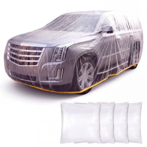 Image of Tallew 4 Pcs Universal Plastic Car Cover Bulk, 24.61 x 15.75 ft
