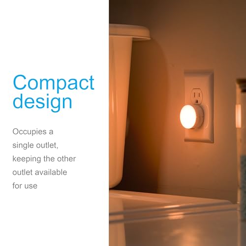 GE SleepLite LED Night Light, 4 Pack, Dusk-to-Dawn Sensor, Sleep Light, Dim Light, Warm Amber, Compact, Ideal for Bedroom, Nursery, Bathroom, Hallway,45041, 4 Count