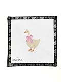 Hand-Painted Canvas – Cream Goose with Pink Bow on 18 Mesh Zweigart Whimsical Spring & Nursery Décor Needlepoint Project