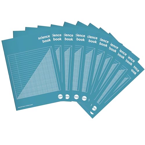 Rhino A4 Exercise Books, 64-Page / 8mm Lined with Margin & 10mm Graph Ruling Reverse Paper Notebook, 80-Pack, Office & School Stationery Supplies, Green