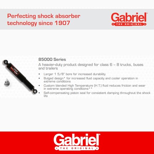 Image of Gabriel 83125 FleetLine HD Truck Front /Rear Shocks Fits Cascade; Ford; General Trailer Co; Hendrickson; Peerless; Holland; Watson & Chalin Motorhome; OEM# 90044625, 1604, 25625254