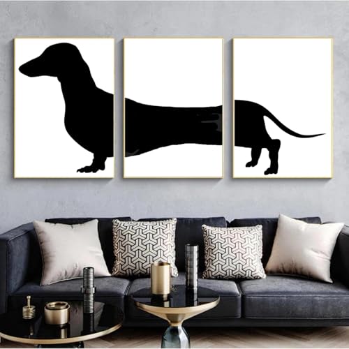 Peinture sur toile teckel noir pour sublimer la décoration de votre salon