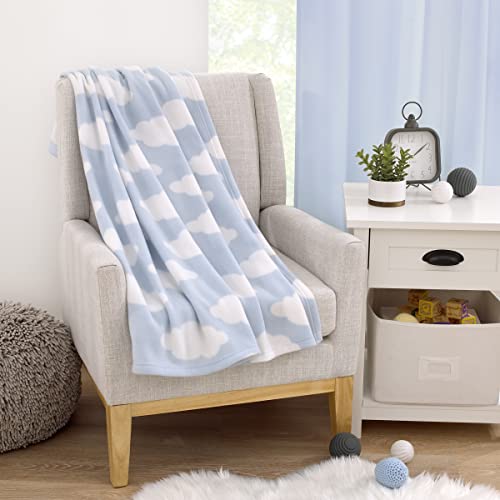 Image of NoJo Everything Kids Light Blue and White Cloud Super Soft Toddler Blanket