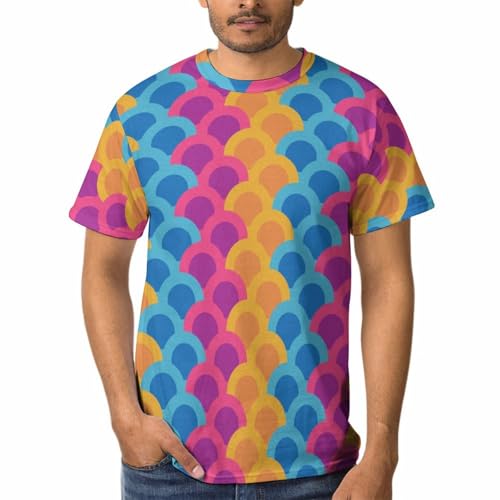 T-shirt homme col rond motif écailles de poisson chemise tshirt léger
