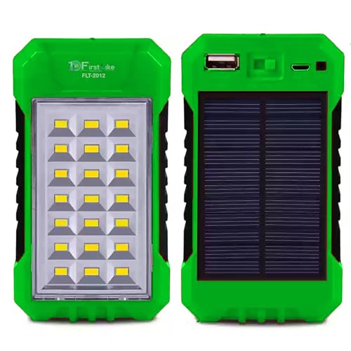 Image of Solar LED Light with Power Bank, 21 LED, 2500mAh Battery, 6V Solar Panel, USB Charging Port (Green)