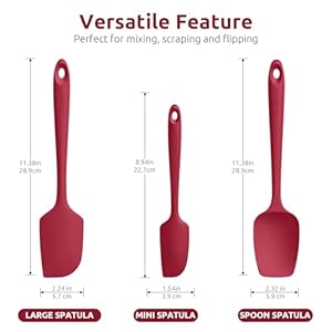 U taste silicone baking spatula set 480of high heat resistant food grade flexible rubber kitchen cooking mixing scraper food grade seamless utensil for nonstick cookware set of 3 red  urban country home decor