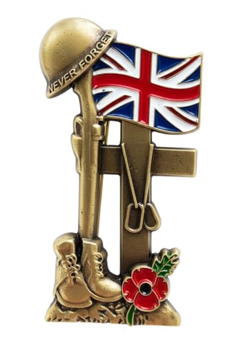 Red Flower UK Flag Veteran Soldier Remembrance Day Lest We Forget Brooch Enamel Pin Badge