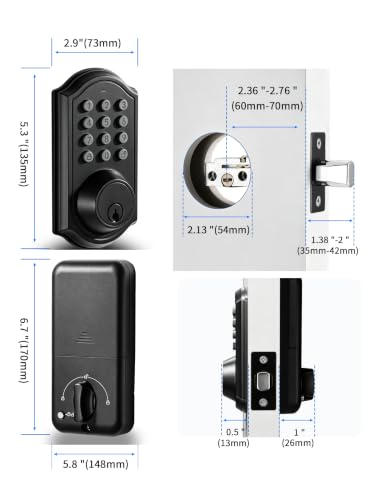 Keyless Entry Door Lock with Keypad, Electronic Deadbolt for Front Door - image 6