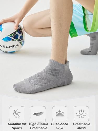 Men's Athletic Ankle Running Socks Low Cut Cushion Breathable Cotton Sport Socks for Size 7-11 US, Anti-Blister Tab, Moisture Wicking, 6 Pairs2