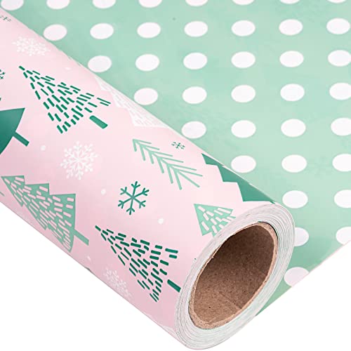 LeZakaa Christmas Pink Wrapping Paper Jumbo Roll
