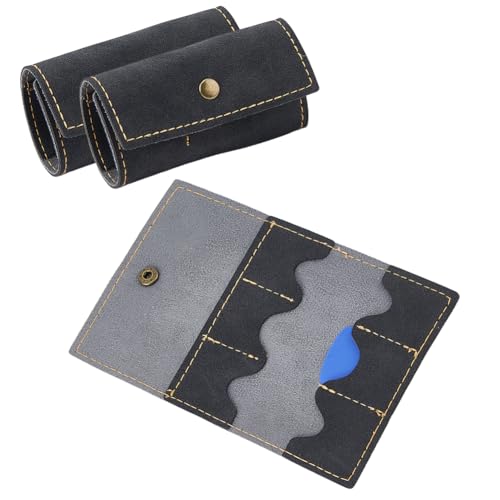 SUPERFINDINGS 3 Stück Leder Plektrumhalter Schwarze Gitarrenplektronen Etui Sortimentspackung Plektronen Case Tasche Bass Plektronen Beutel 15.6x10cm Druckknopf Plektronens Kartenhülle Geschenk