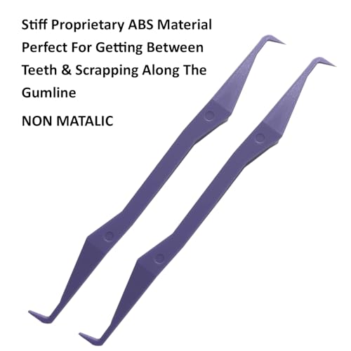 Image of Keyfit Tools PerfectPick Gum Line Tooth Picks Flosser Dental Scraper (2 Pack) Reusable & Double Sided ~Not Small Floss Picks ~ Non Matalic ABS ~Scrape Along Gum Line & Between Teeth Remove Plaque