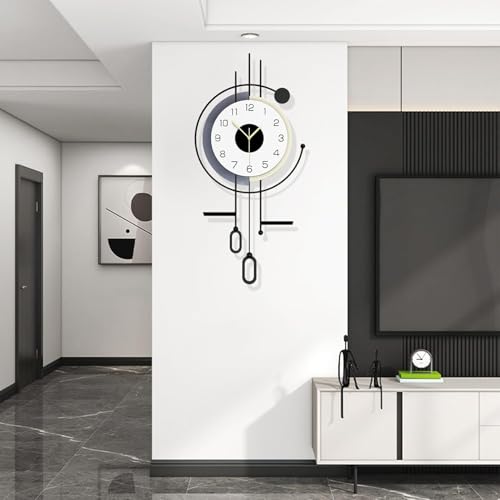 Qxlzxy Metal Pendulum Wall Clock – Silent Non‑Ticking Design 16.5"x34.7"