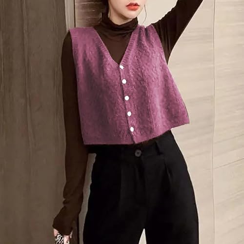 Chalecos de punto para mujer cuello en V cárdigans sin mangas chalecos de spandex 5