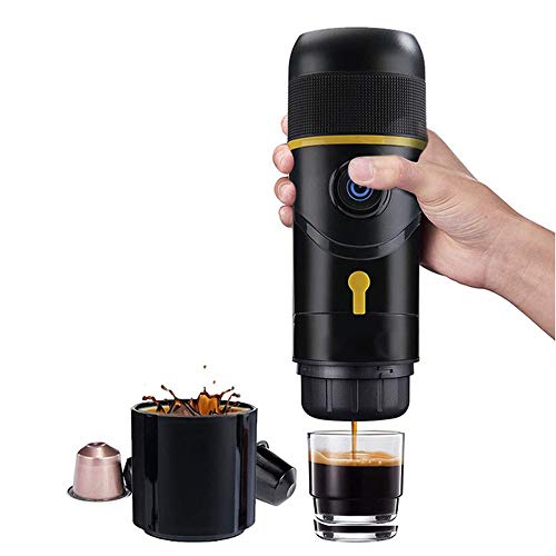 Pinzheng Portable Coffee Maker Individual 18 Bar Pressure Espresso Machine Heating Water Outdoor Travel Home Small Coffee Maker USB Car Coffee Maker(Black and yellow)