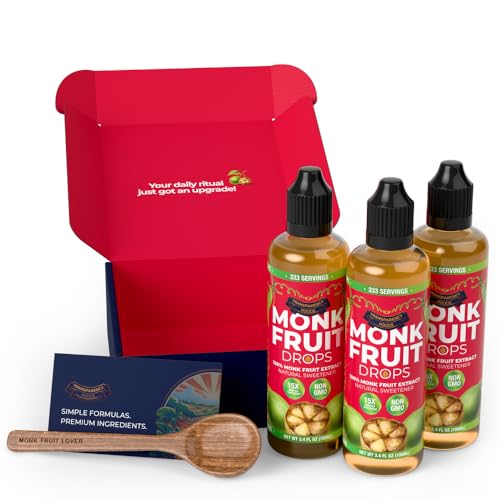 100% Pure Monk Fruit Extract (6 Drops = 1 Tsp of Sugar) Zero Calories, Non-GMO, No Fillers - Liquid Monk Fruit Sweetener No Erythritol by Transparency Foods (10.2 oz, 999 servings)