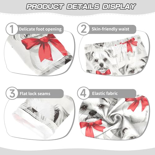 Dogs Red Bows Girls Leggings,Workout Leggings for Girls Toddler Athletic Leggings Size for 3-10T3