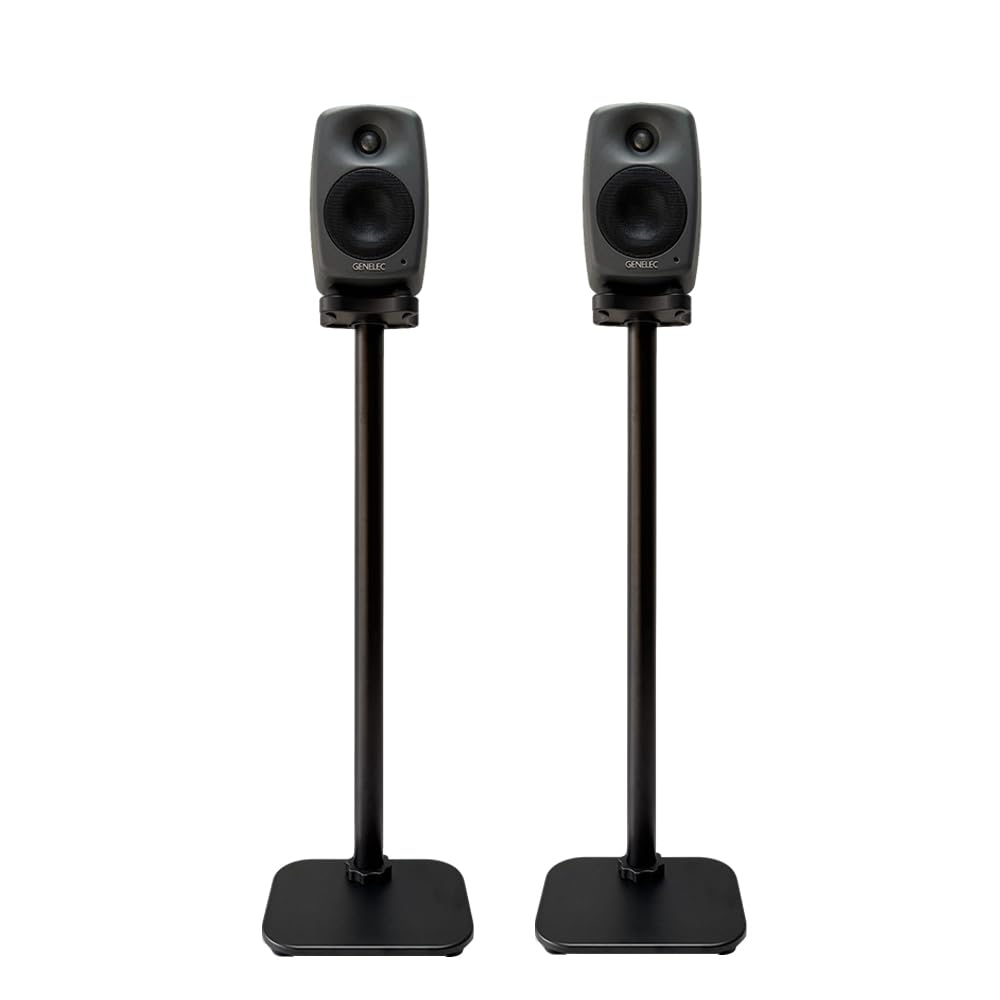 Aluminum Floor Stand for Genelec 8020/G2 Two Speaker – Premium 1:1 Fit, Ergonomic 80cm Height, Hidden Cable Management (Fit 8020/G2/XX2X) Black Pair