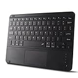 Ultra Slim Bluetooth Keyboard with Touchpad for iPad, Rechargeable Portable Wireless Keyboard for iPad Pro/Air/Mini, iPhone, Samsung Galaxy, Tablet, and Other iOS Android Windows Devices (Black)