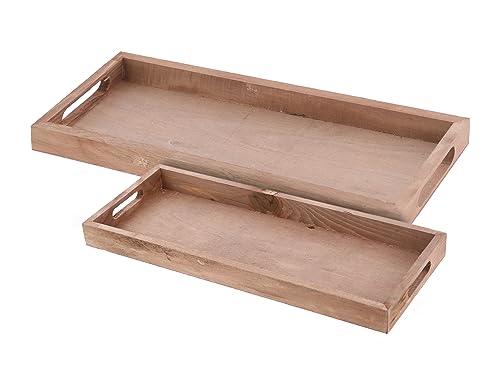 Deko Holztablett Natur 2er Set - 50/45 cm - Holz Kerzenteller...