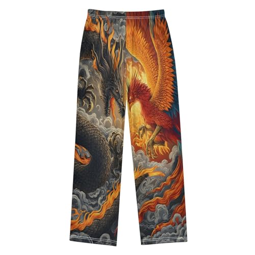 Pajama Pants Dragon Phoenix Delicate Pattern Long Sleep Pants Lounge Bottoms2