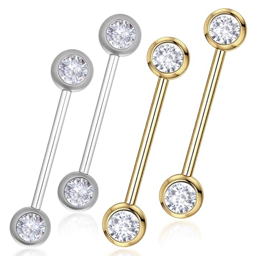 Set di 2 paia di piercing per capezzoli in oro