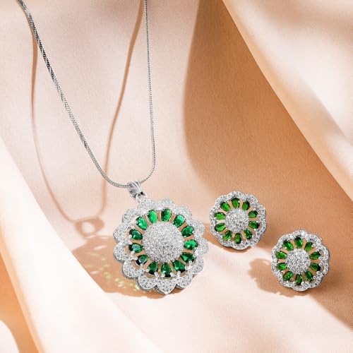 Image of Rubans Pendant Necklace Set American Diamond and Zirconia Gift Jewellery for Women & Girls