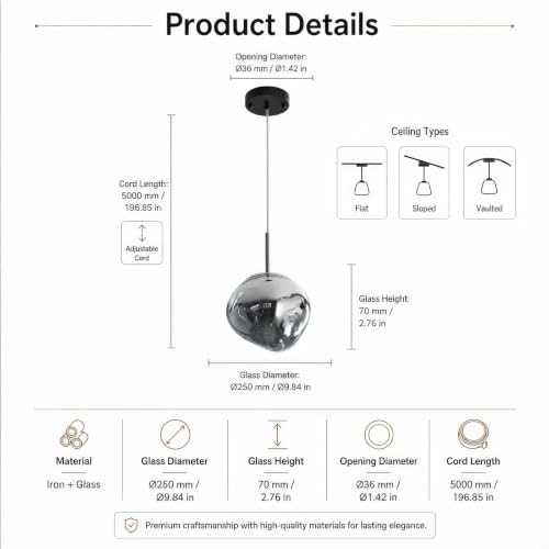 Image of Modern Gray Glass Pendant Lights with 2 Pack, 7.9 inch Concave Mini Pendant Light Fixtures with Adjustable Hanging Cord, Kitchen Island Lighting for Dining Room Bedroom Bar,entryway,Hallway