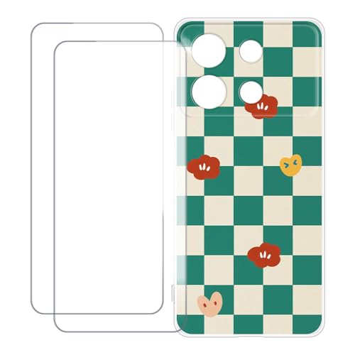 UOGNADGD Xiaomi Redmi Note 13R Pro 5G �Ƃ̌݊������� �J�X�^���J���t���P�[�X�{�����K���X�ی�t�B����2���t�� ? �Ռ��z�������h�~ (�΂̊i�q��)