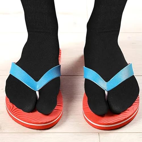 6 Pairs Tabi Flip Flop Socks, Elastic Cotton Tabi Split Toe Socks Wicking Sandal Socks for Women Men (Black)4