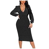 Características: Este vestido elegante de manga larga con cuello en V de color sólido para mujer, vestido de terciopelo elástico y ligero, vestido de volantes, vestido ajustado, cuello en V, vestido hasta la rodilla,mini vestido brillante de corte ajustado, pliegues en la cintura, diseño cruzado en el pecho, sexy y de moda.color sólido, cintura alta, ajuste delgado, diseño recortado que te hace lucir más sexy y atractiva.