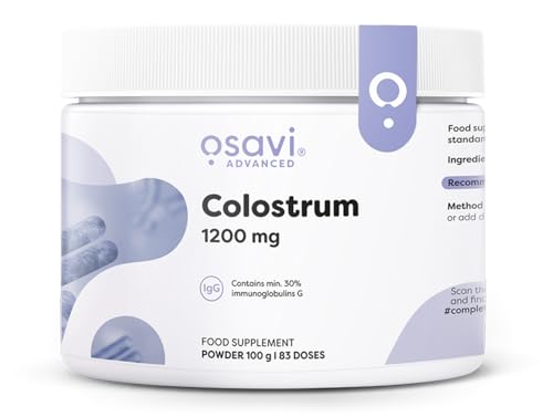 Osavi - Colostrum Pulver | Natürliches Rinderkolostrum mit 1200 mg pro Portion - Zur freien Dosierung in Shakes oder Getränken | 1200 mg - 100 g