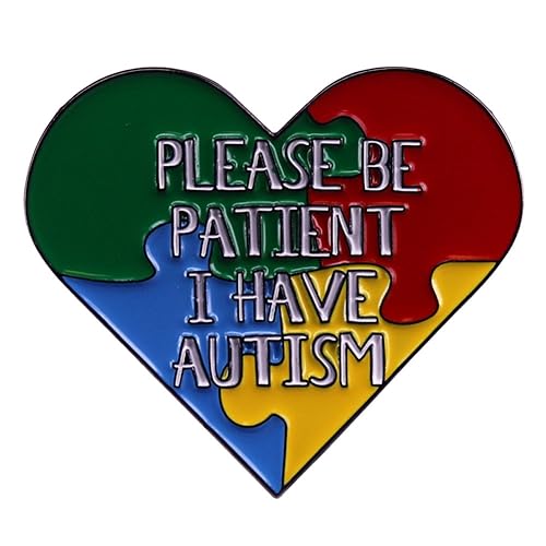 Please Be Patient Autism Awareness Brooch - Enamel Pin, Heart Color, Metal, Rainbow, Support Badge for Clothes & Backpack Decoration