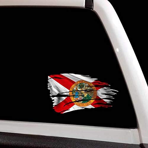 Florida Flag Tattered Decal Sunshine State Vacation Orlanda Tampa Miami Sticker