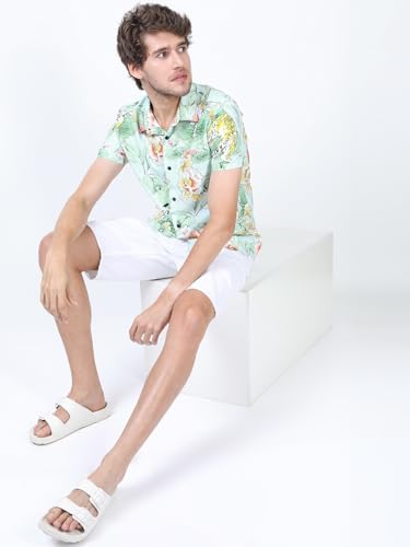 Image of Highlander Men's Regular Fit Shirts | Printed | Half Sleeves | Spread Collar | Casual Shirts | Stylish Shirt